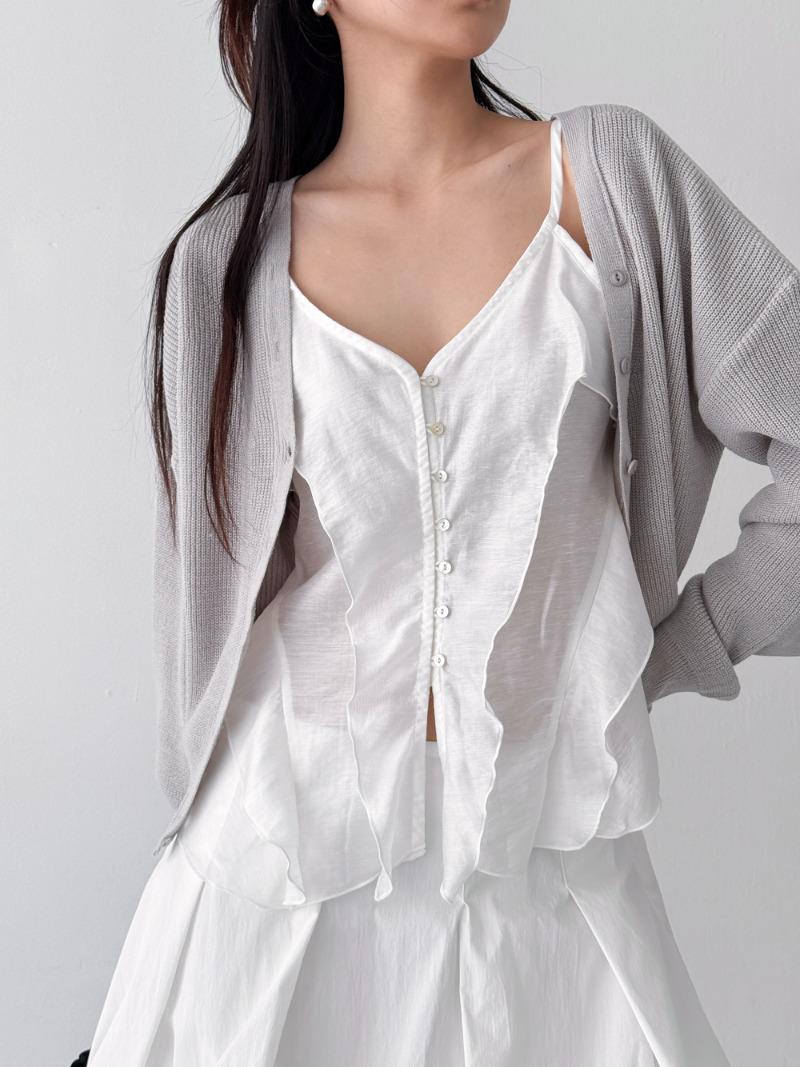 ruffle buttoning top (3color)