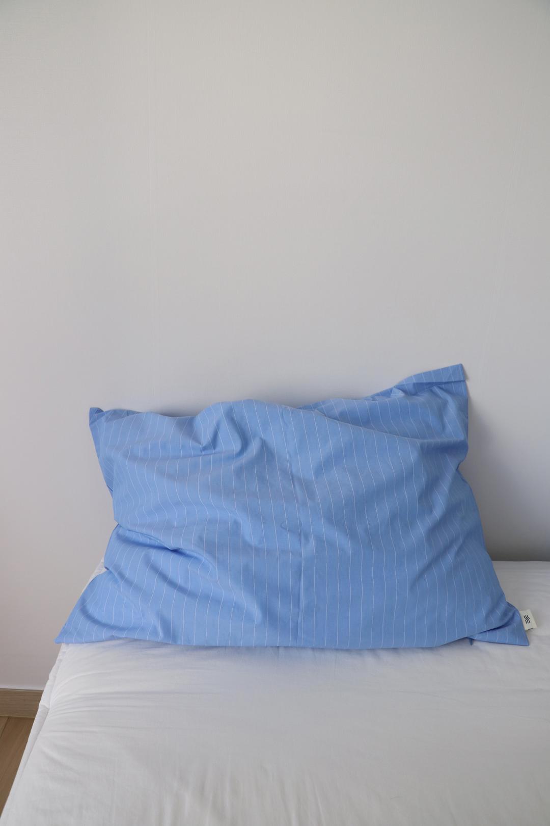 Light blue stripe pillow cover