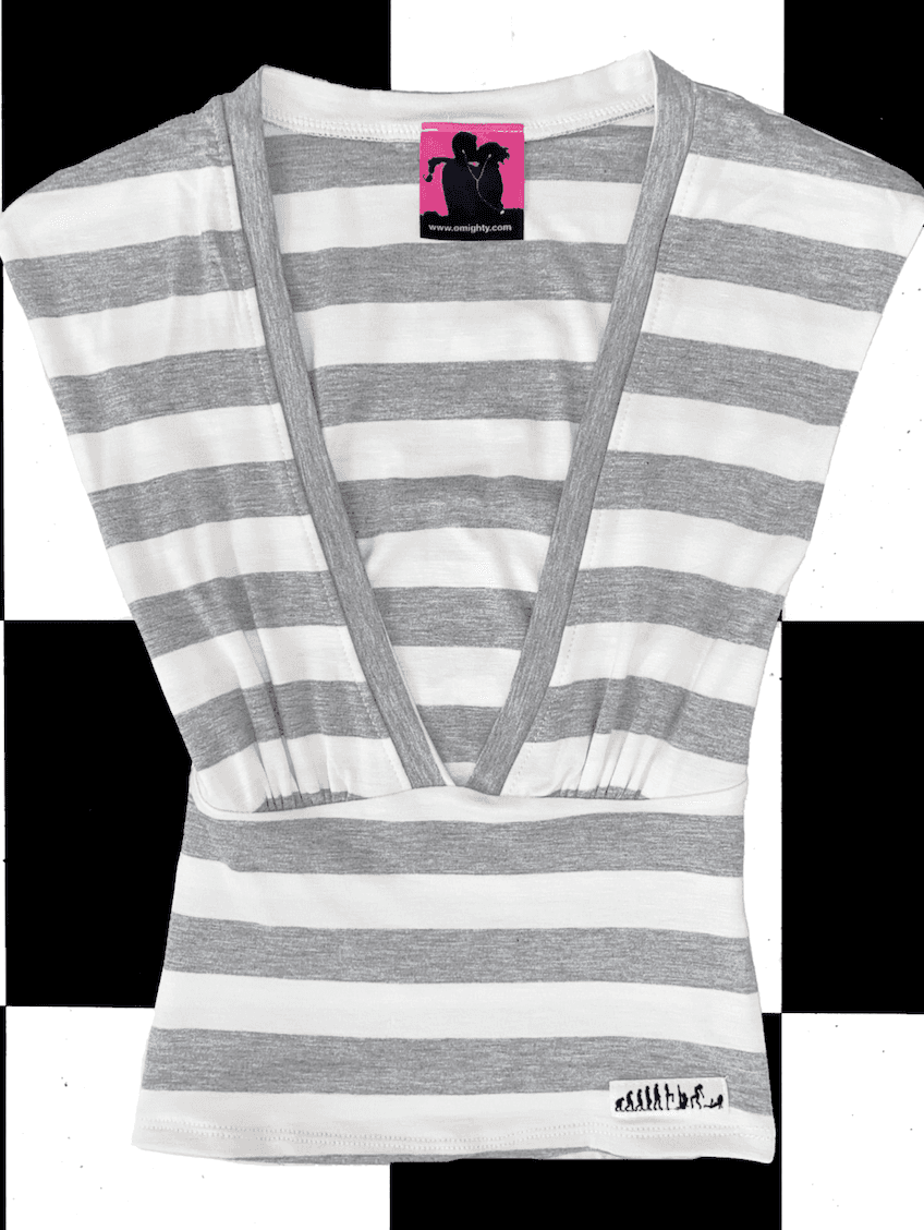 V NECK IN GREY STRIPES
