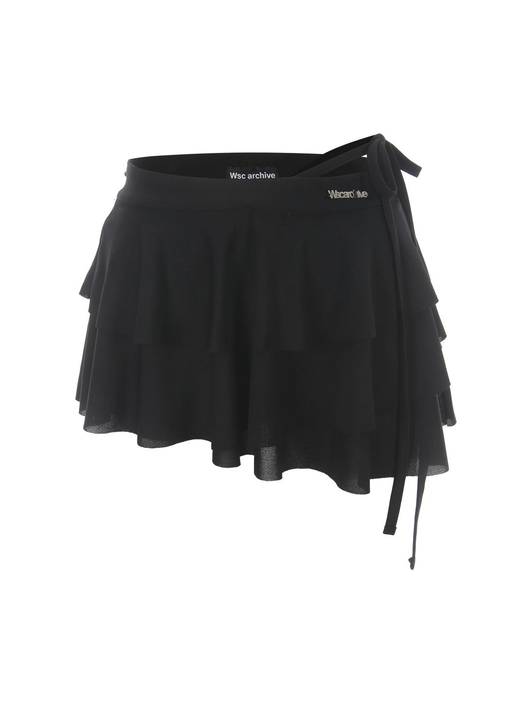 Diagonal line frill skirt 001
