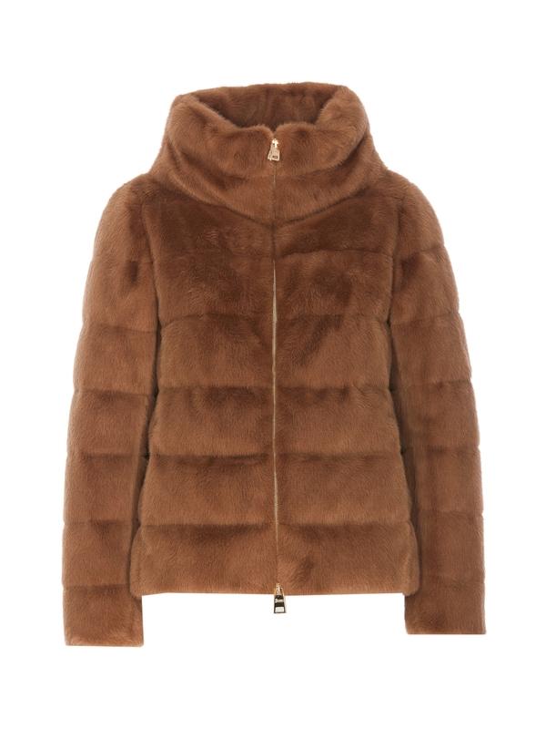 페이크 퍼 하이넥 패딩