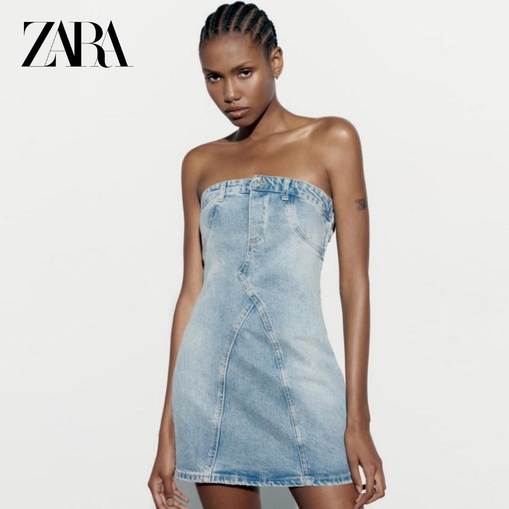 자라 튜브탑 데님원피스