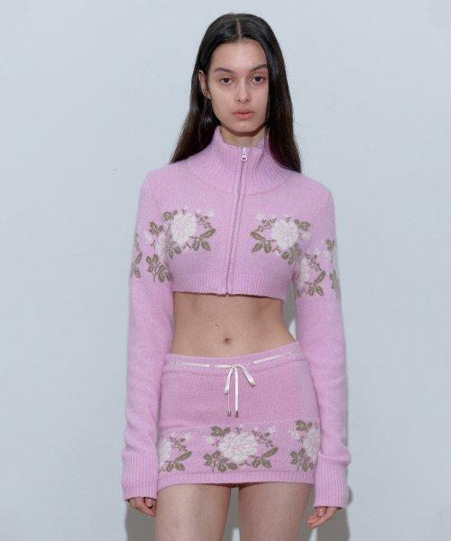 Angora Underboob Zip-Up Pink