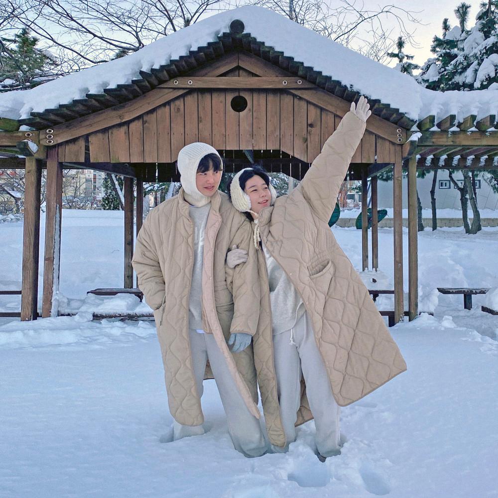 깔깔이 패딩코트 3color (beige) 커플패딩 커플시밀러룩