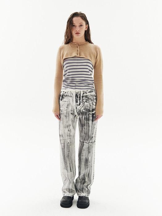 Scoop high-painting white jean [White]