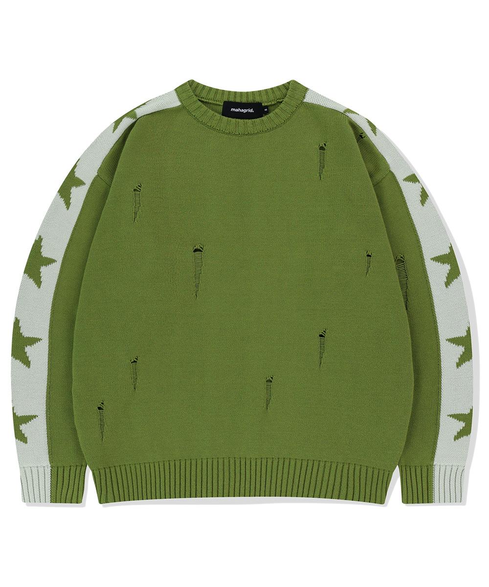 STAR CRASH KNIT CREWNECK[OLIVE]