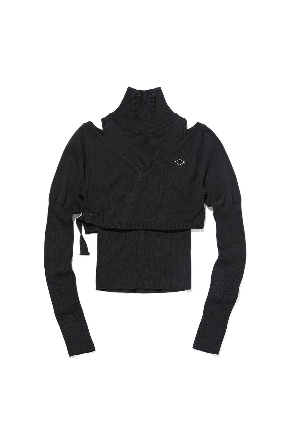 OVERLAP KNITTED TOP_BLACK