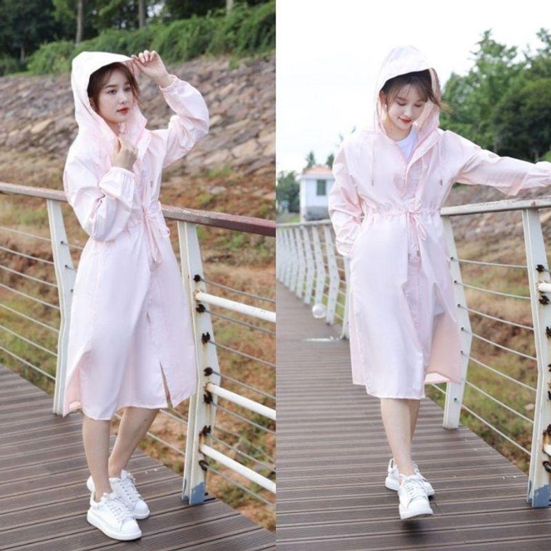 스런 코트형 집업 레인코트 여성우의 골프 여성 캐주얼 방수우의 트렌치코트 방수 우비