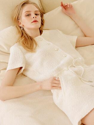 아이보리 돌리 트위드 점프수트 / IVORY DOLLY TWEED JUMPSUIT