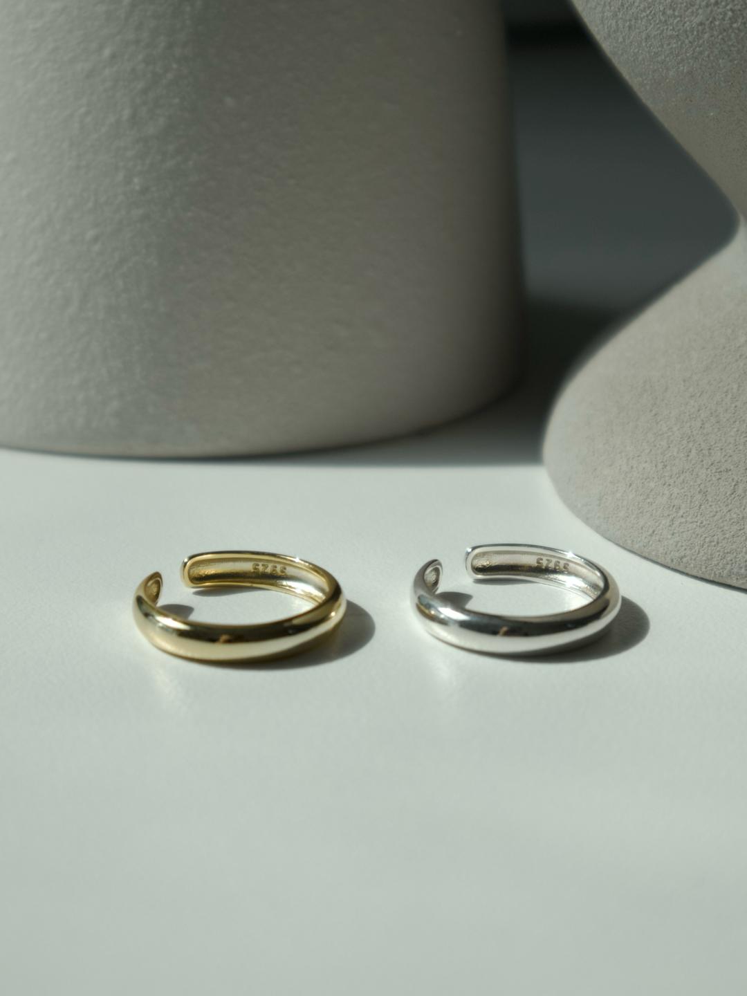 [925silver] SILVER BASIC SEMI BOLD OPEN RING (2COLOR)