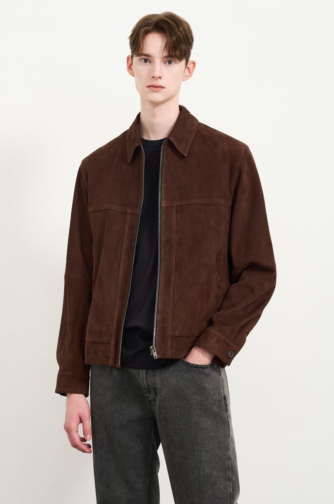 [TIME HOMME] 스웨이드 집업 칼라 자켓