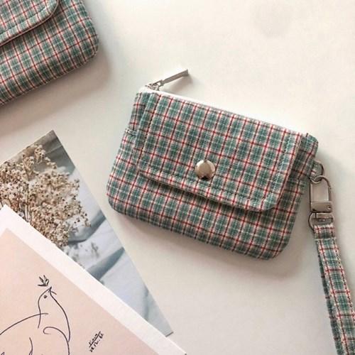 그린 체크 카드지갑