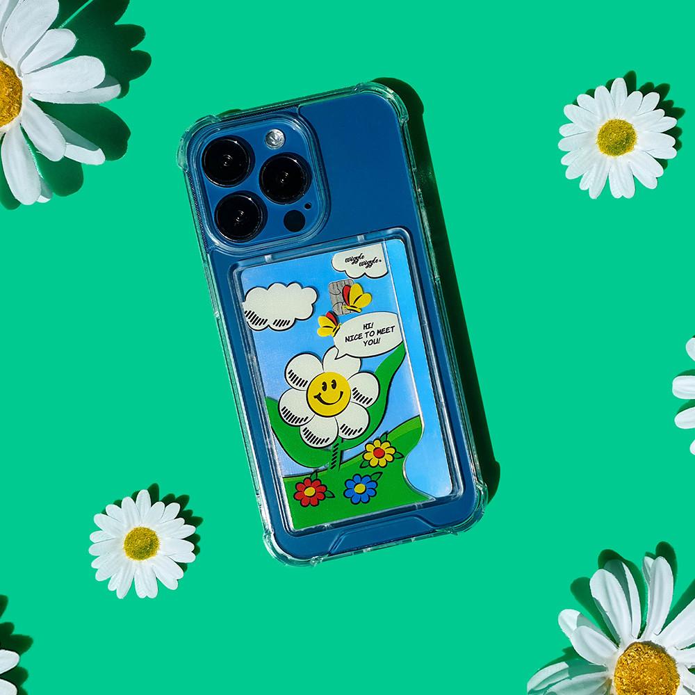 아이폰7/8/SE2/SE3 갤럭시 투명 카드 수납케이스 - Cartoon smile