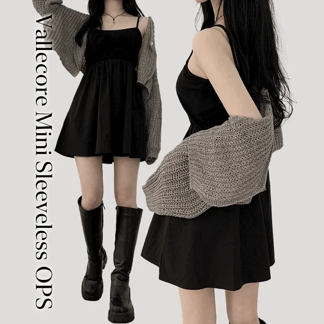 [러블리~발레코어룩!] 힙 끈나시 플레어 여름 미니원피스 화이트 블랙 키작녀