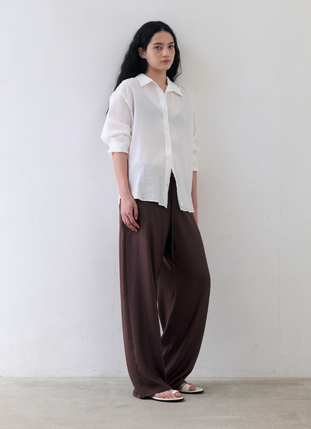 [5/26 예약배송] 25SS SATIN DRAWSTRING PANTS / BROWN