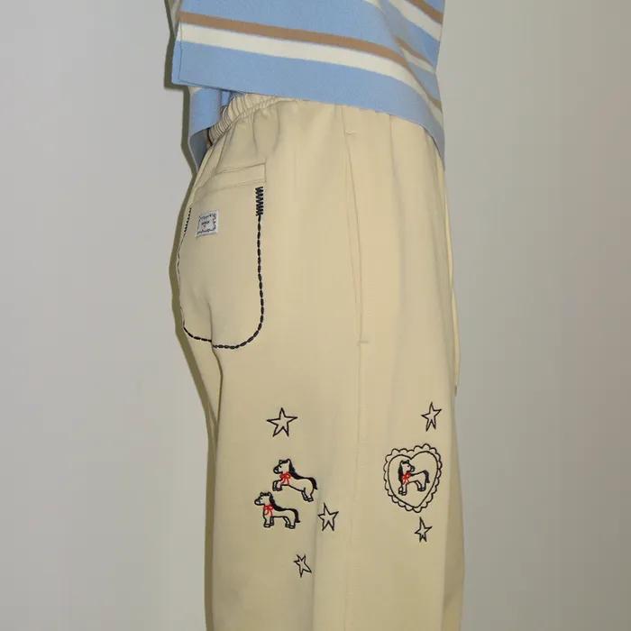 DRAWING PONY STITCH SWEAT JOGGER PANTS SOFT YELLOW