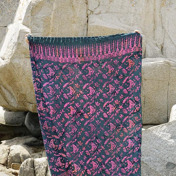 [ YUMI & KORA ] Balinese Batik Sarong Butterfly Dark Slate - 발리 바틱 사롱 다크 슬레이트