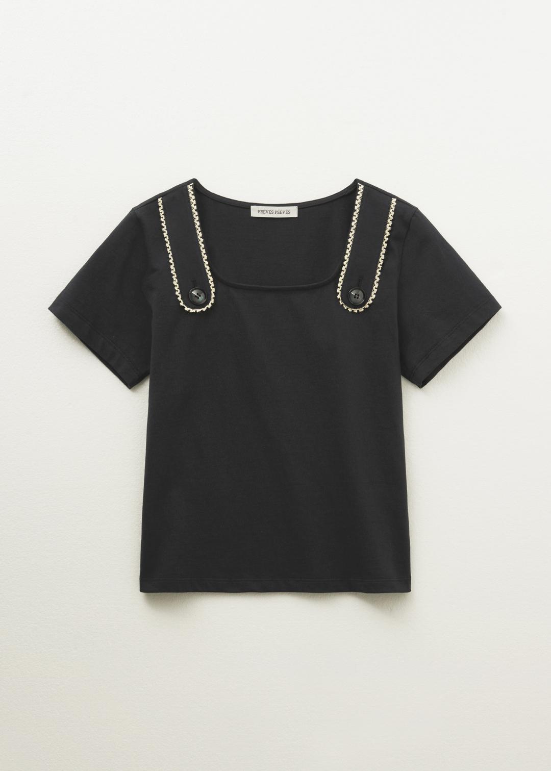 Botton Strap T-Shirt / Navy