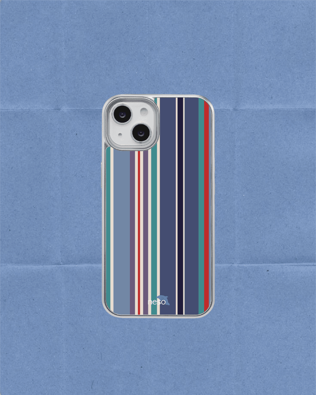 Vintage stripe silver epoxy case [navy]