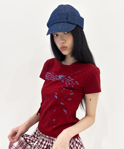 Glittered Spiral Ruched Top [Red]