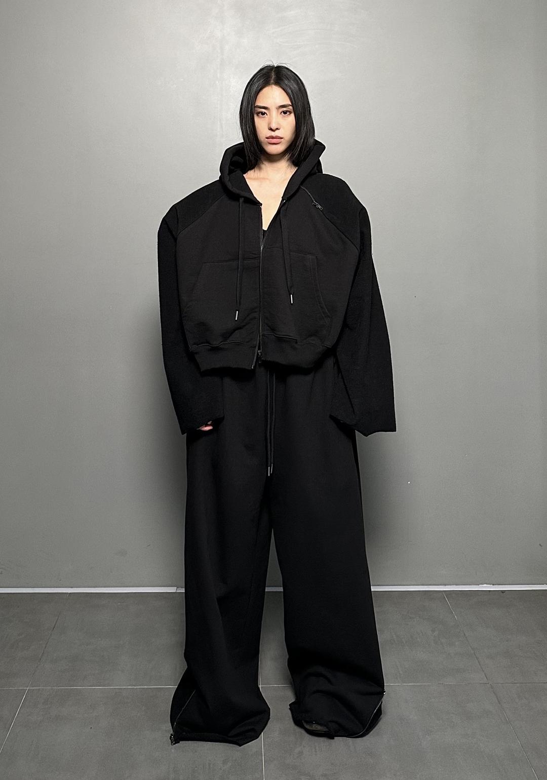 FW24 UNISEX AMU OVERSIZED ZIP HOODIE JACKET #BLACK [10% off until 9/12]