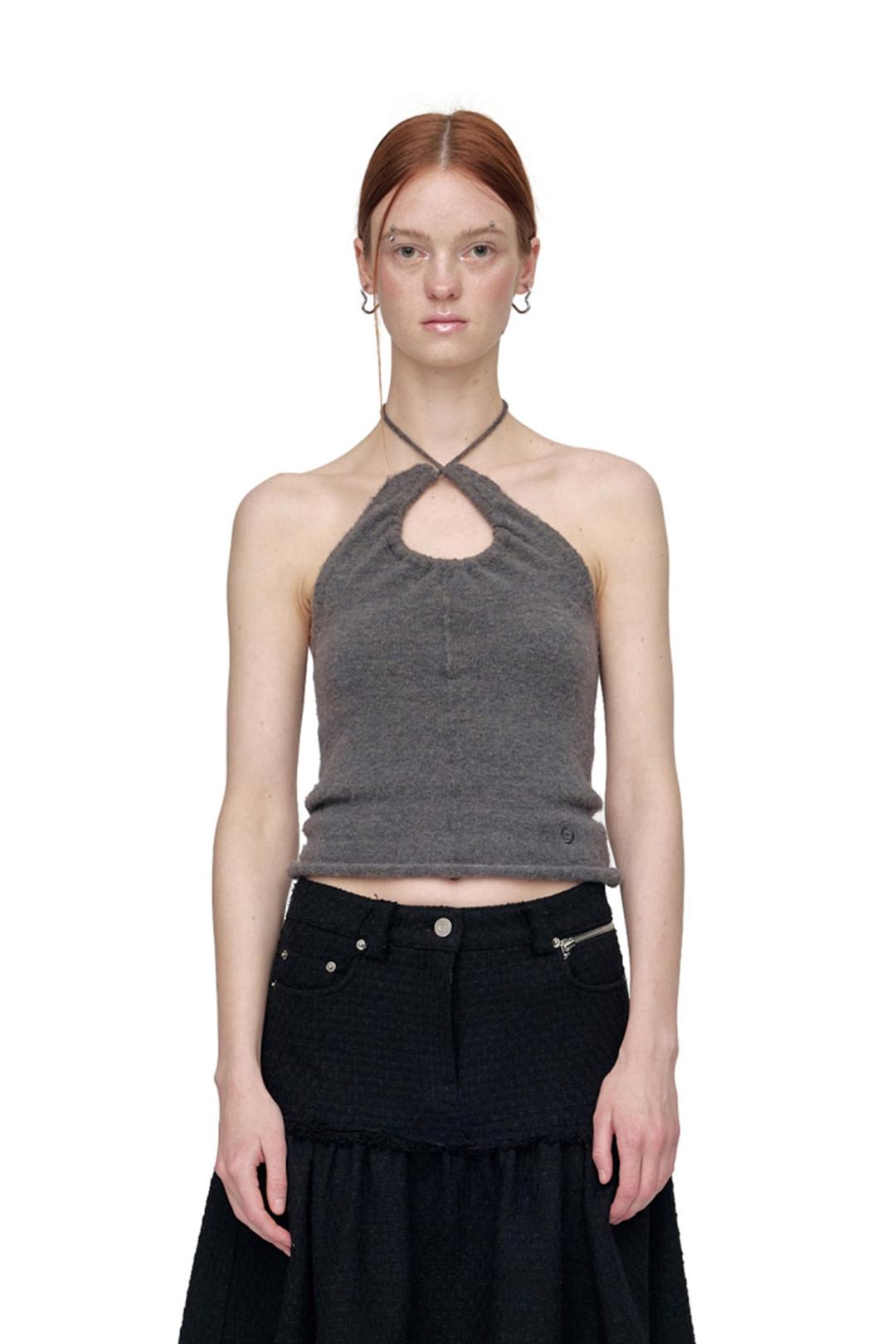 HALTER KNIT SLEEVELESS / CHARCOAL
