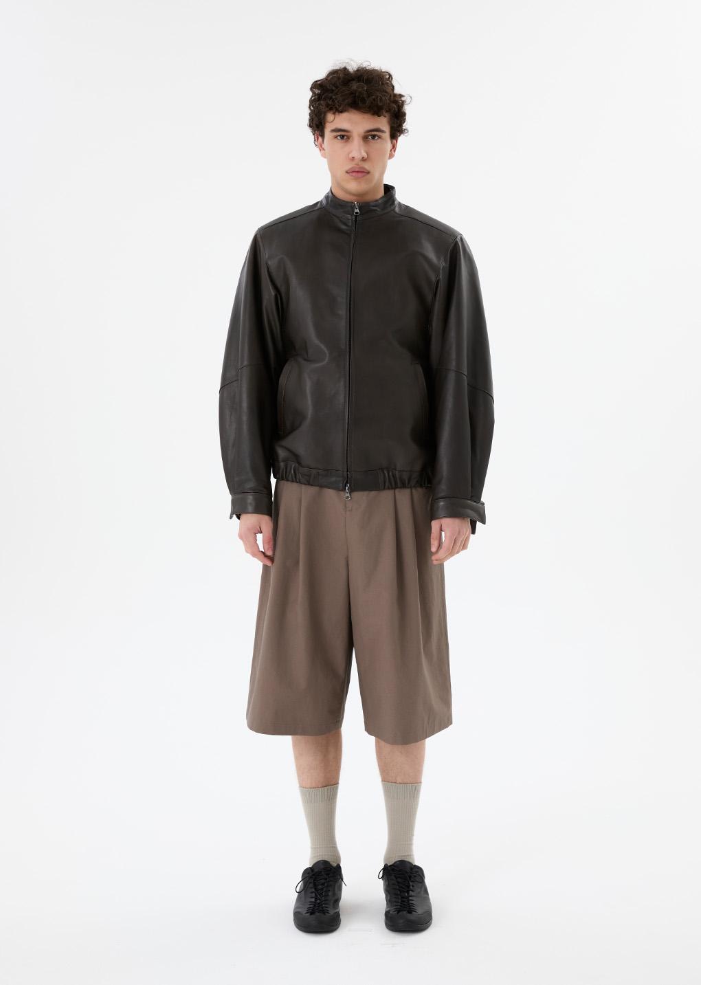 lambskin leather blouson, brown