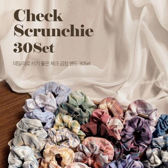 체크 곱창머리끈 헤어슈슈 헤어끈 머리끈 스크런치 30set