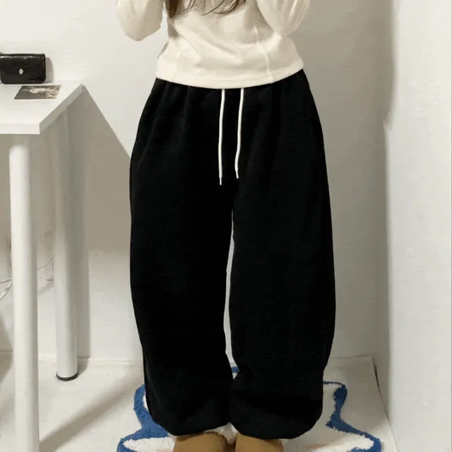 [148cm피팅!!]기모 스트링 와이드팬츠 기모트레이닝팬츠 조거팬츠 밴딩팬츠 키작녀 강추!!!