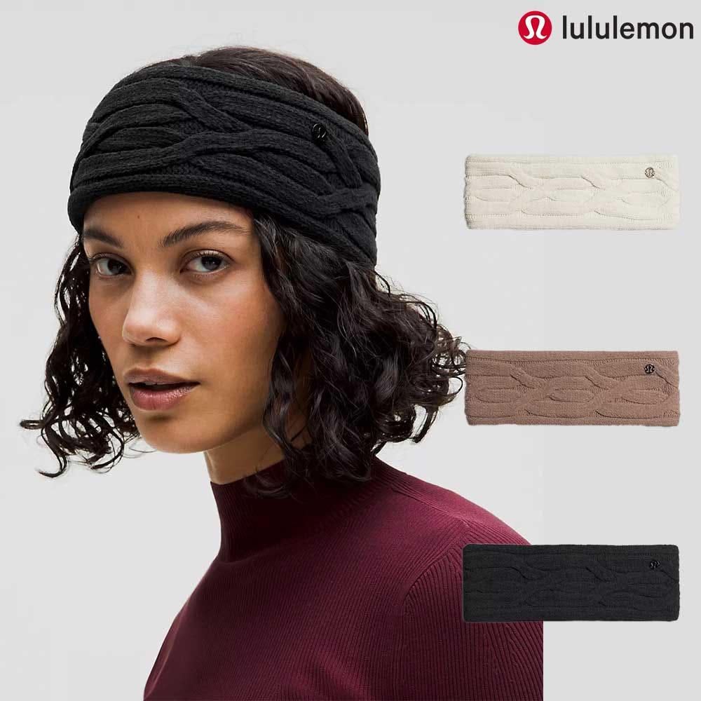 룰루레몬 이어워머 헤어밴드 여성 케이블 니트 플리스 안감