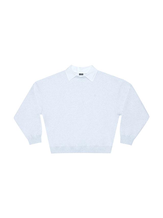 Detachable Collar Sweatshirt, light grey melange