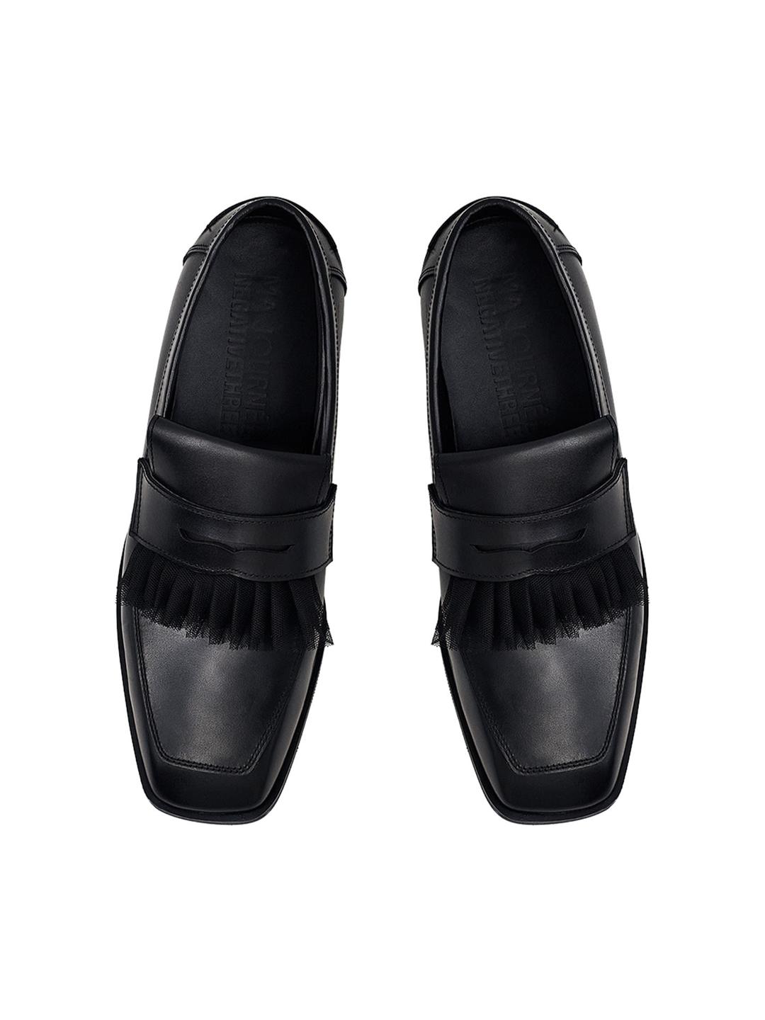 [09.19 순차출고] SQUARE TOE RUFFLE LOAFER_BLACK