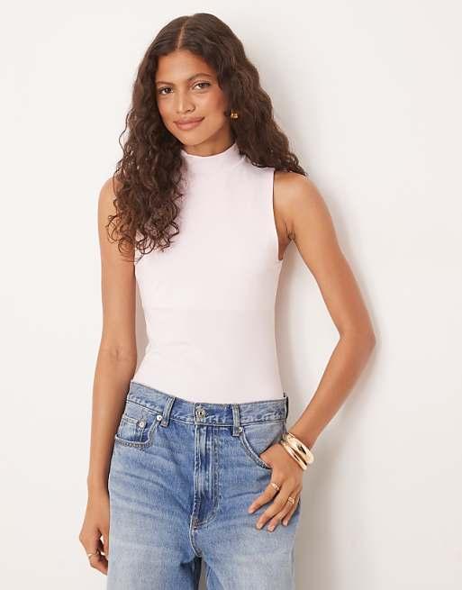 ASOS DESIGN high neck bodysuit in pink