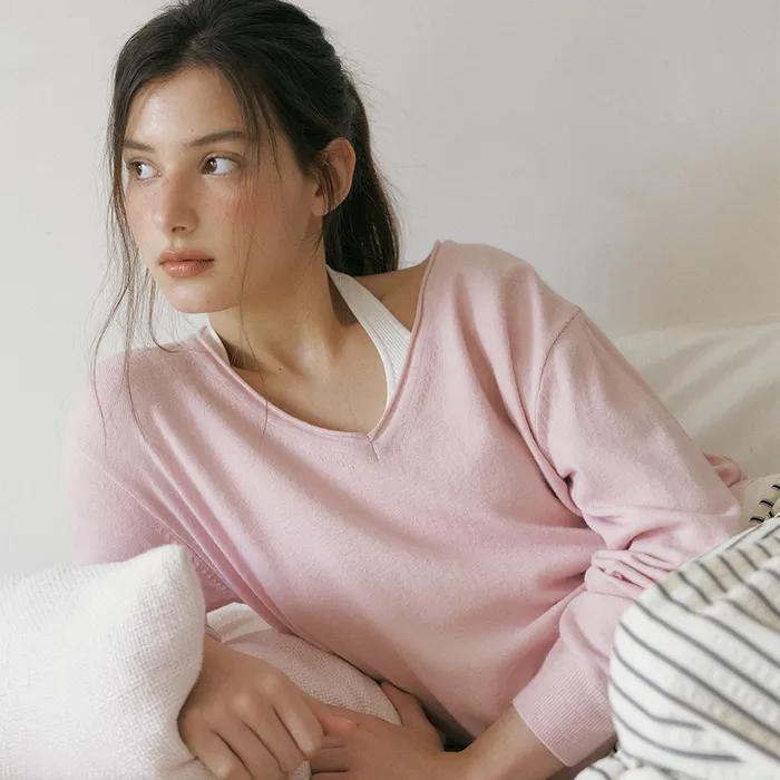 blossom v neck knit 308 (baby pink)