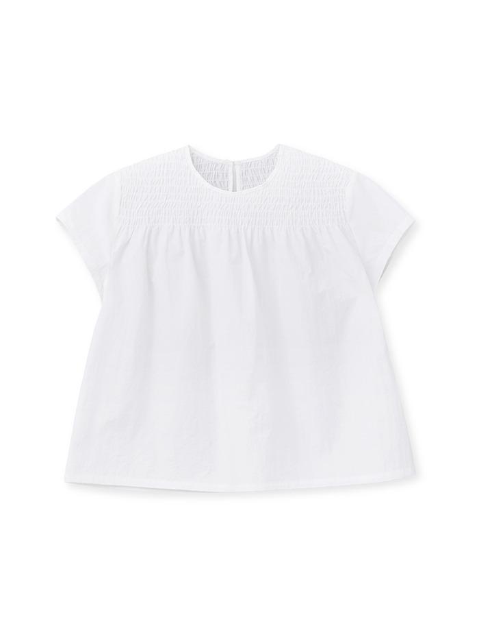 COSMOSS) SMOCKED YOKE BLOUSE (WHITE)