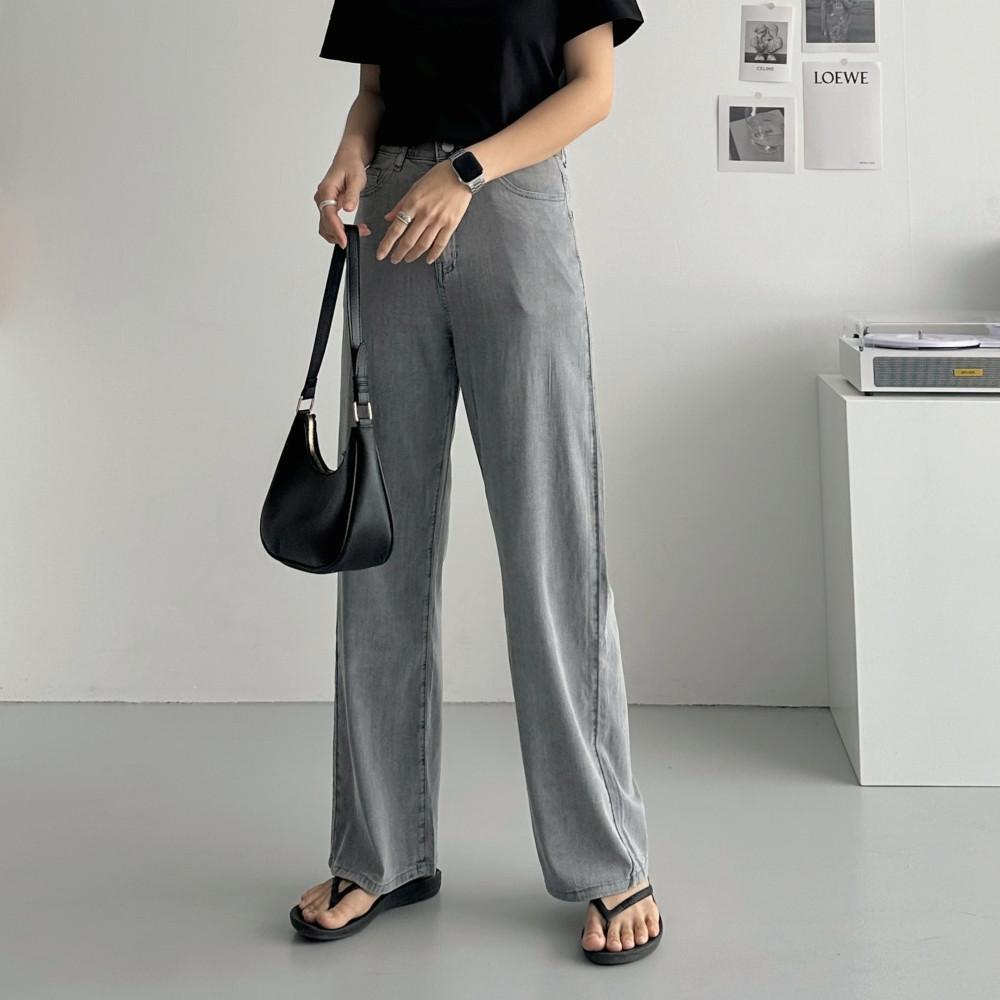 에어핏 여성 여름청바지 쿨데님 텐셀 와이드 아이스 키작녀코디