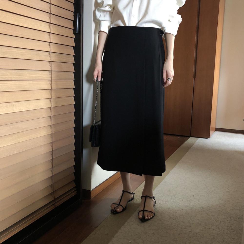 오버클래식 캘리 스커트 (2col) - 봄 롱스커트 치마 에이치라인 플리츠 자켓 세트