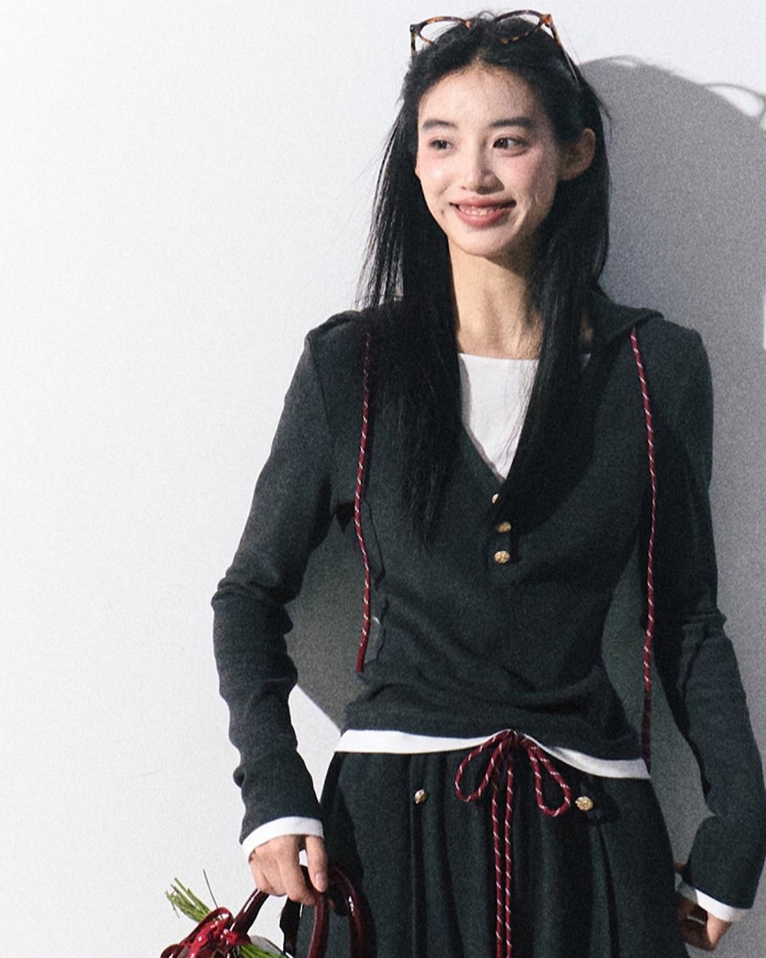 OAKMOO Aden's Tears 스포츠 수트 슬림 스웨터 팬츠 투피스 세트