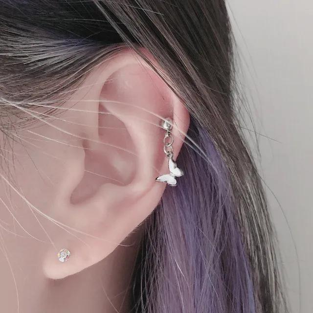 🚀당일발송🚀 [자체제작ღ] 써지컬스틸 흰나비 피어싱 ઇଓ *372