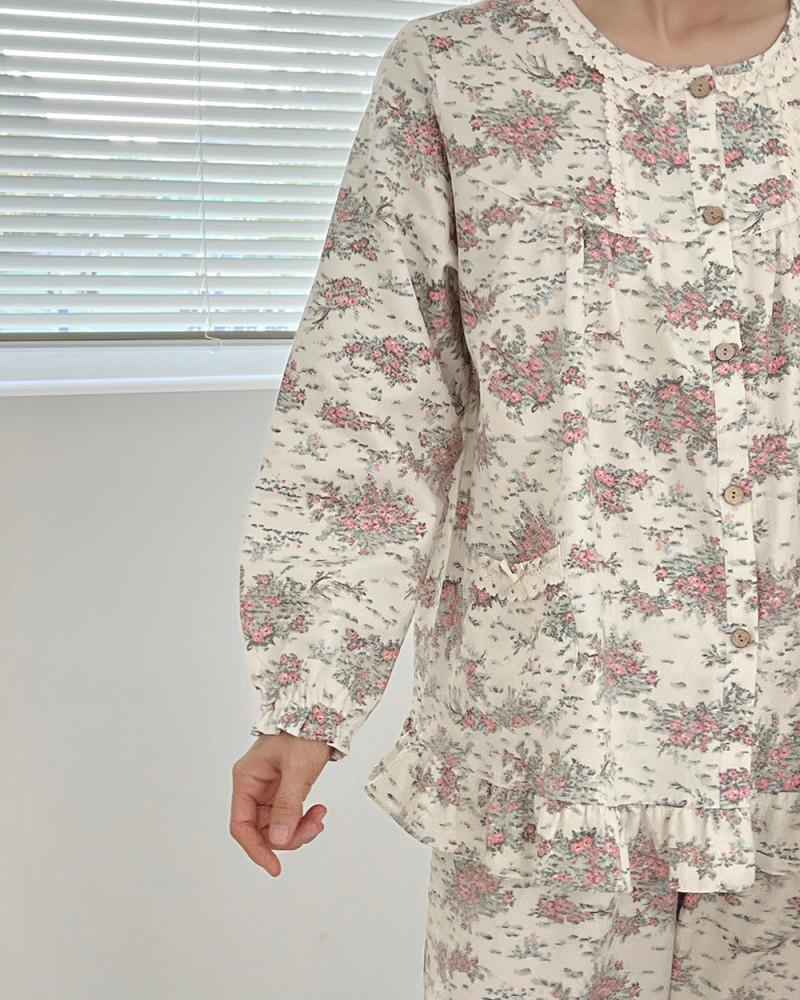 국산 순면 플라워 잠옷 세트 임산부 수유 빅사이즈 원피스 커플 파자마