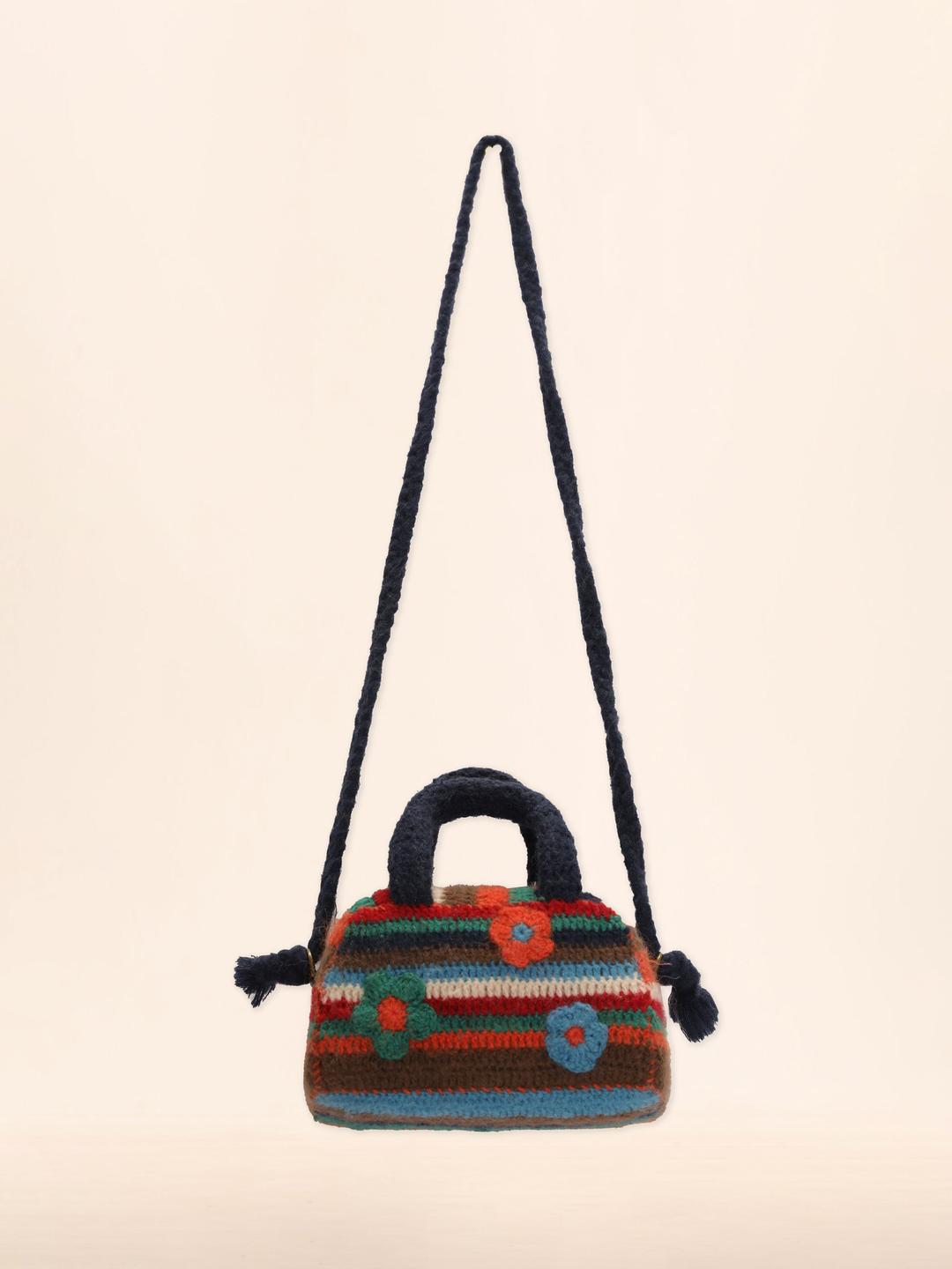 줄무늬 레트로 핸드백