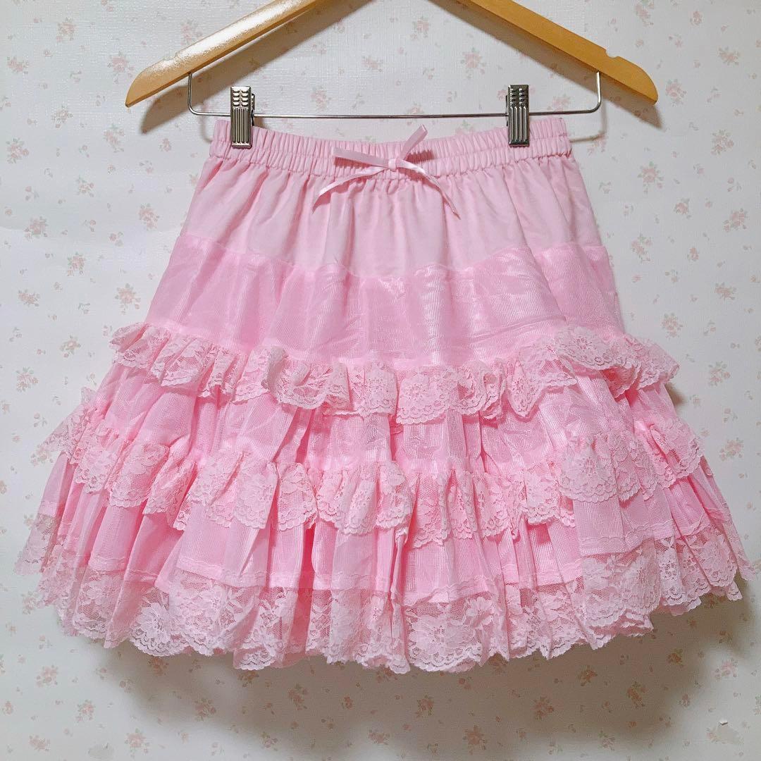 チュールスカート パニエ ピンク リボン ロリータ 2L 新品未使用