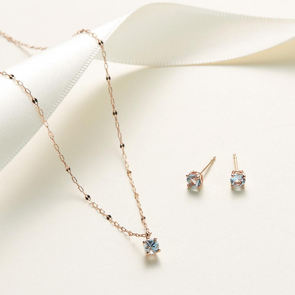 [ONLY네이버] 14K 핑크골드 블루 토파즈 포인트 목걸이 OR 귀걸이 2종 택1