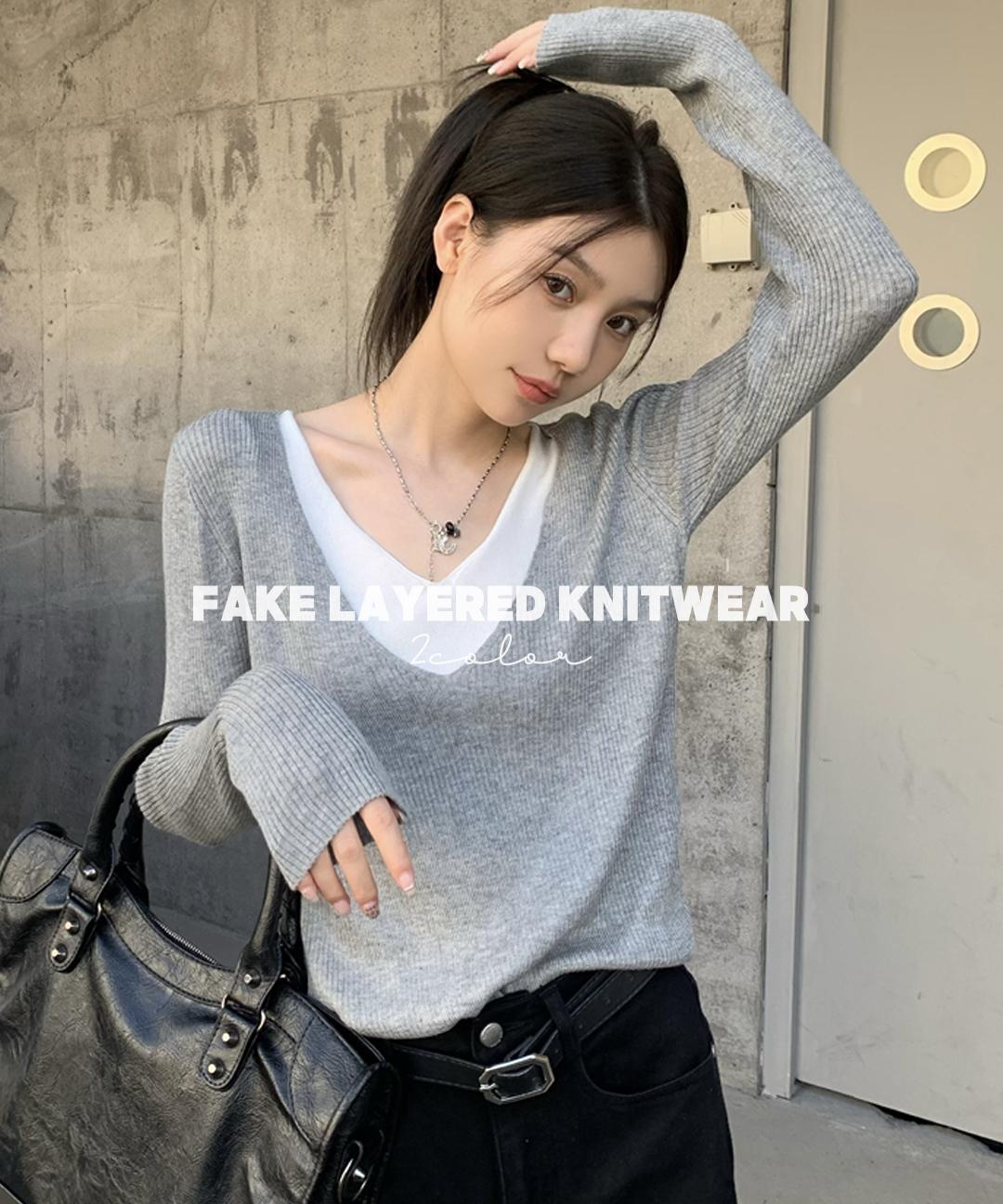 *봄신상* [1천장판매✨][레이어드 느낌내기] 데일리 루즈핏 여리핏 심플 베이직 브이넥 기본 긴팔 니트 티 이너 탑 Z-SSC 2391