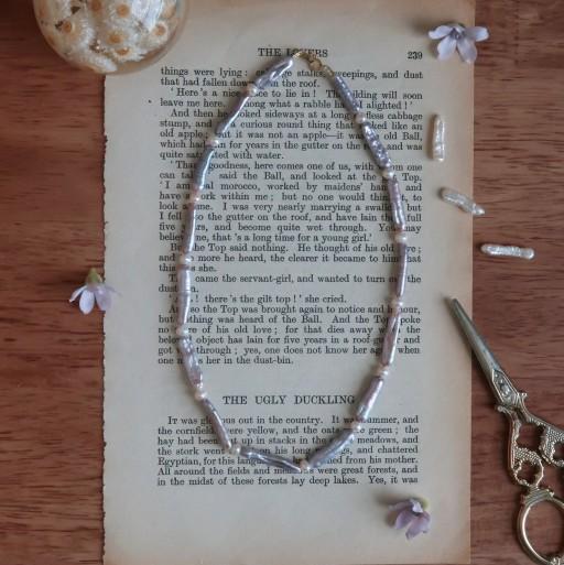 [925실버]러프 막대 바로크진주 목걸이