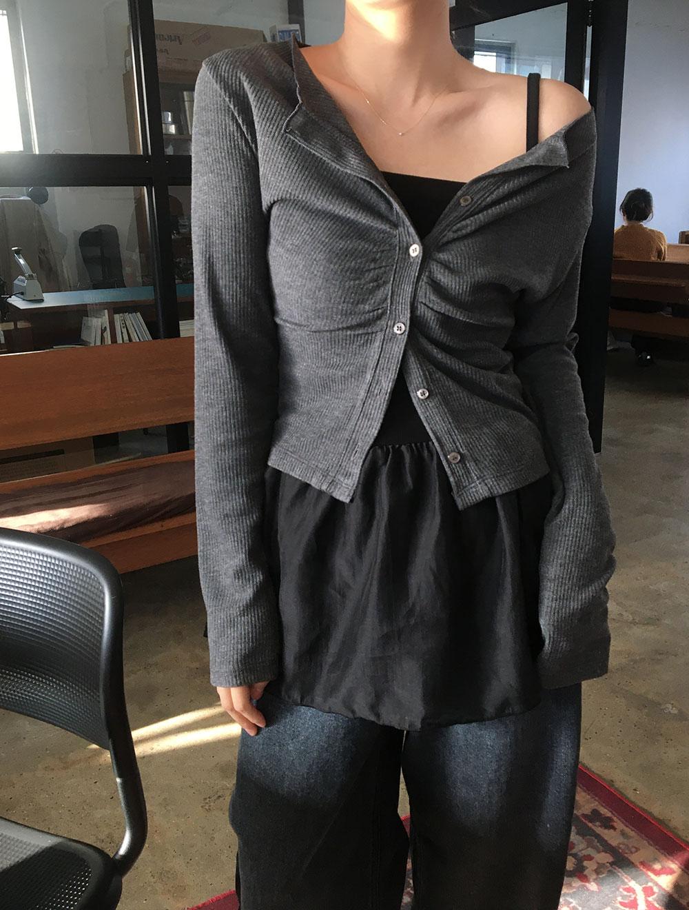 인아웃 골지 프론트 셔링 가디건 (3color)