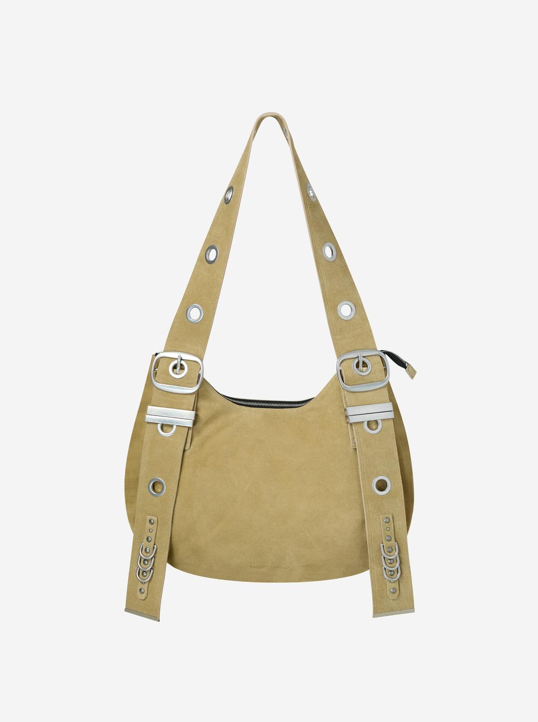 BELLA WIDE STRAP HOBO BAG BEIGE