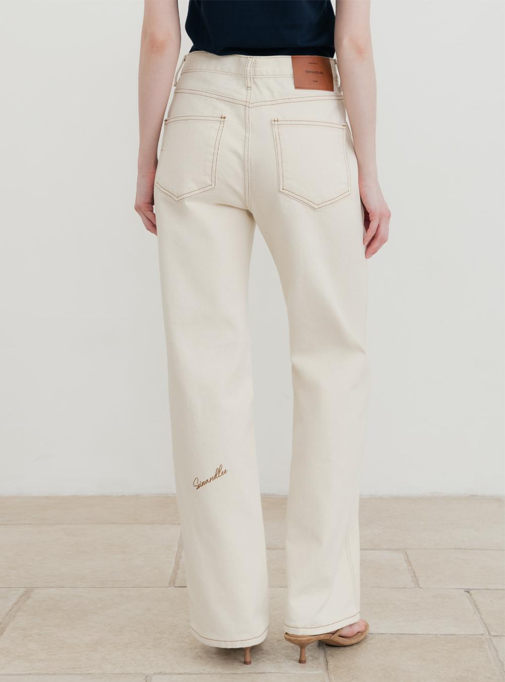 (W) 산토리니 비치 크림 데님 팬츠