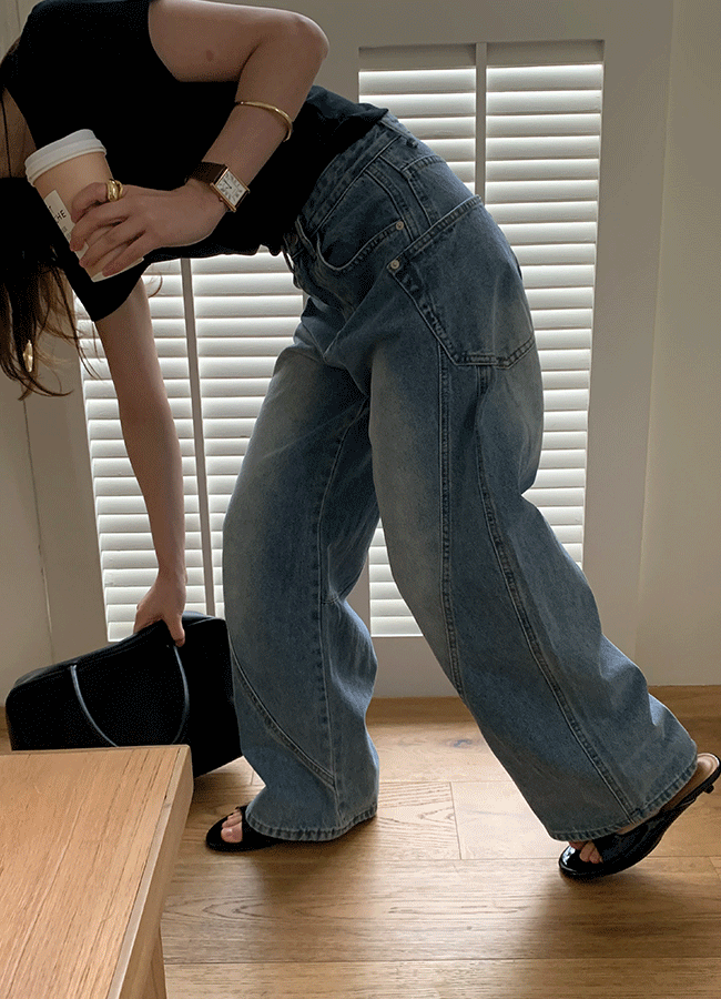 유이니 [숏/베이직/롱] Curved denim pants (4color)