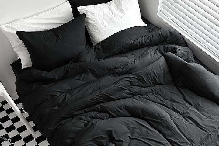 블랙화이트 침구세트 슬릭 알러지케어 무봉제 차렵이불 SS Q K